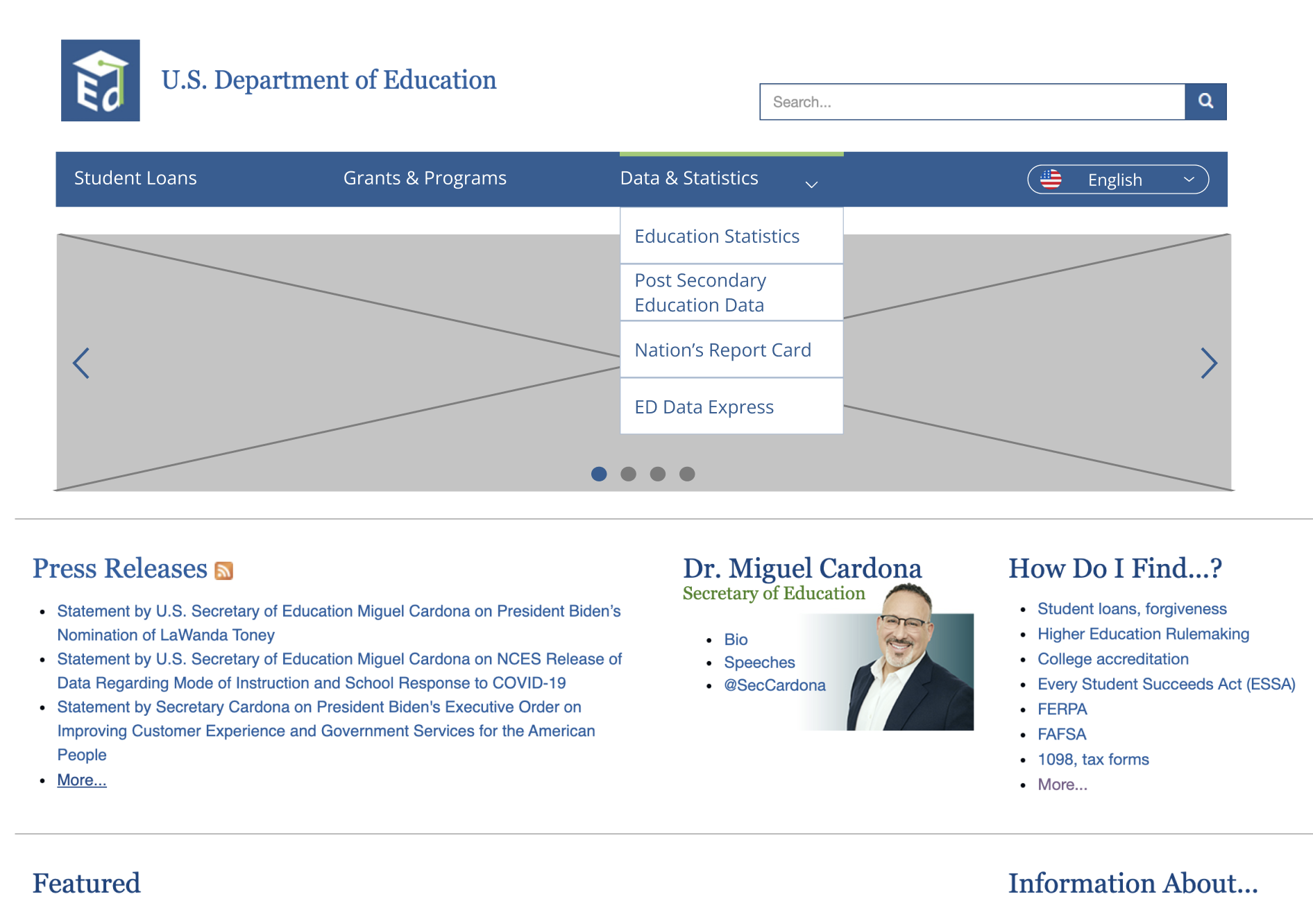 Original Department of Education website