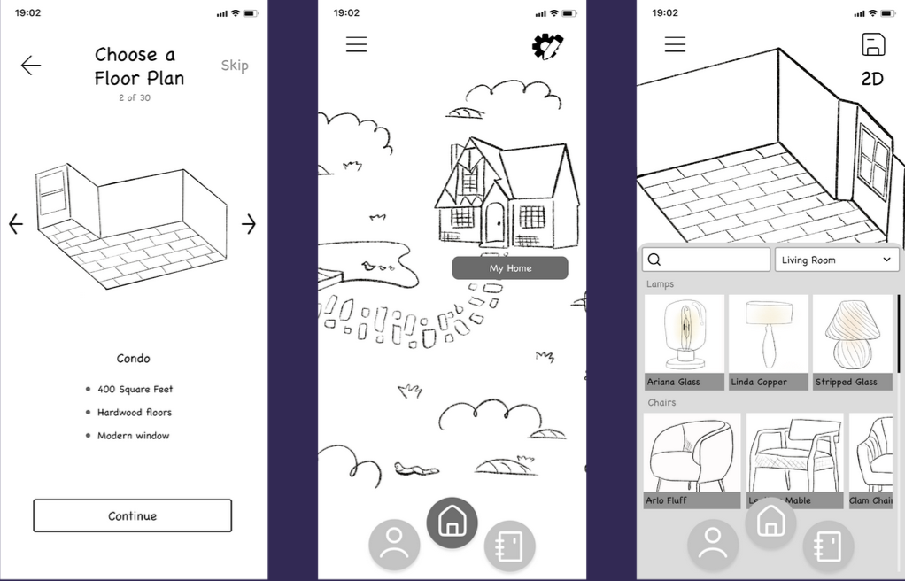Life in the Present — mobile wireframes for floor plan selection